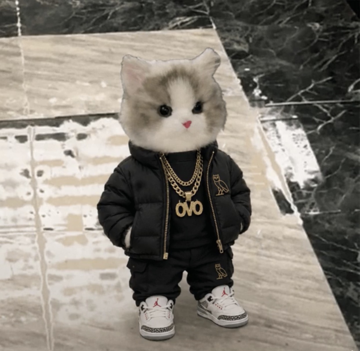 MIU mascot wearing OVO drip